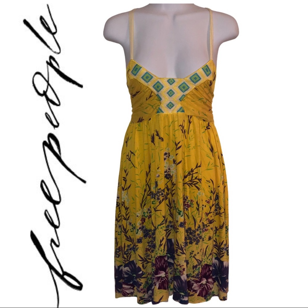 Free People Yellow Floral Dress
